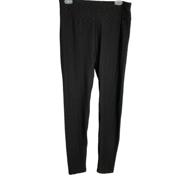 New Mix Black Textured Knit Leggings Size 2XL Goth Boho Steampunk Mobwife Grunge - Picture 1 of 9